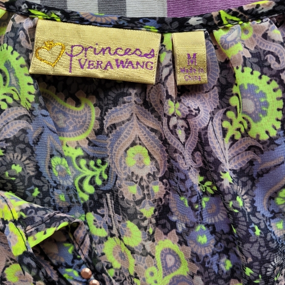 Princess Vera Wang Sheer Peasant Top, VGUC, Size M - Picture 7 of 8